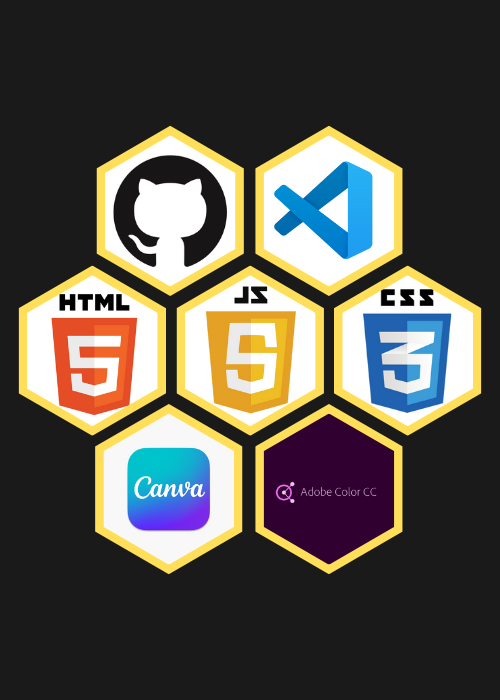 Logos for GitHub, Visual Studio Code, Desygner, HTML, CSS, and Adobe Color